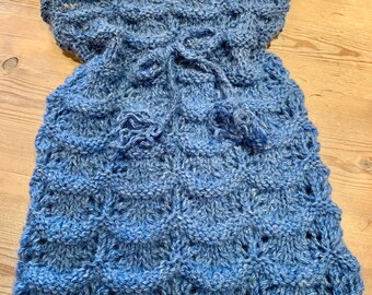 Blue Knitted Hot Water Bottle Cover