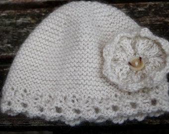 Cream Alpaca Baby Hat
