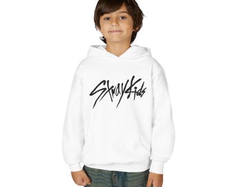 Stray Kids ロゴ入りユースパーカー | K-POPバンドスウェットシャツ、ホワイト