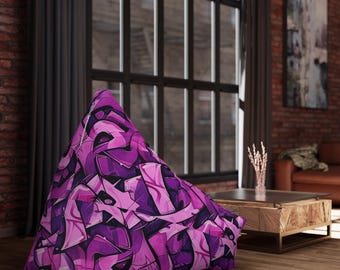 Pink Purple Graffiti Bean Bag Chair Cover | Abstract Urban Street Art