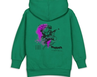 Graffiti-teddybeerontwerp met hoodie voor peuters | Streetart, paars accent