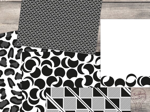 Download Monochrome Black And White Digital Paper Set Vol 3 12 Etsy