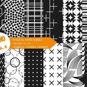 Download Monochrome Black And White Digital Paper Set Vol 3 12 Etsy