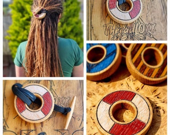 ToggleLOXX Dread Tie Diseño de escudo nórdico grabado, tú eliges tus colores (Roble)