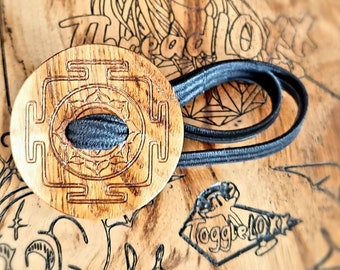 ButtonLOXX Dread Tie Shri yantra engraved design (oak) *50mm*