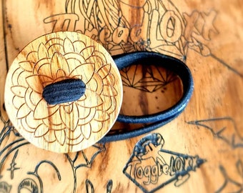 ButtonLOXX Dread Tie Mandala diseño grabado (roble) *50mm*