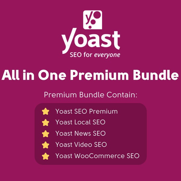 Yoast SEO 22.6 Premium Bundle | Plugin de référencement WordPress WooCommerce + 4 modules complémentaires | Augmentez la visibilité et le trafic de votre site