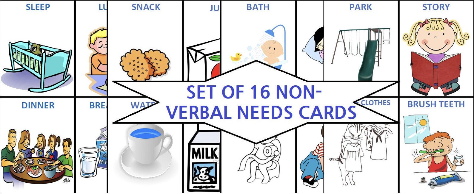 Set Of 16 Non Verbal Needs Wants Cards PDF Printable Etsy