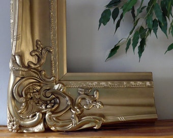 Very Large Decorative Corner of Large Gold Mirror Frame. Unusual Gold Decor. Decorative Corner Accent. Decorative Object for Shelves.