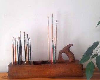 Paintbrush Holder Stand, 35 Brushes, Paint Brush Rack, Repurposed Tools, Present for Artist, Gift for Artist, Painters Gift, Brush Holder
