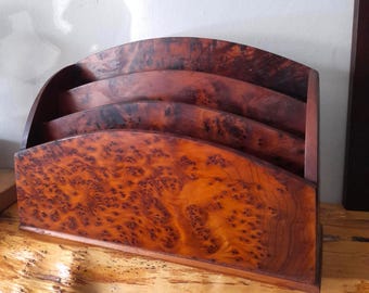 Handmade Aromatic Thuya Wood Desk Organiser, Moroccan Letter Holder, Penpal Aesthetic