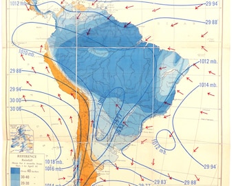 1950s Classroom School Map, Vintage South America Wall Map, Nostalgic British Education