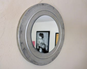 Upcycled Vintage Small Mirror, Repurposed 16mm Film Canister Wall Art, Eco Friendly Home Decor