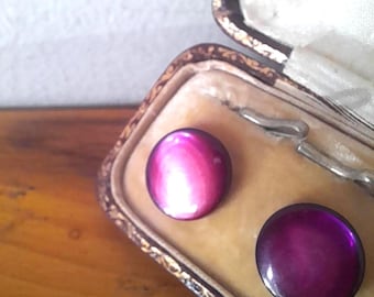 Antique Pink Mother of Pearl Shirt Studs Set of 6 with Original Box, Vintage Tuxedo Buttons