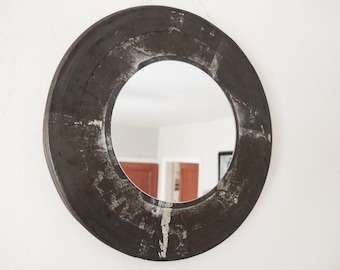 Industrial Vintage Small Mirror, Steampunk Film Reel Home Decor, Unique Housewarming Gift