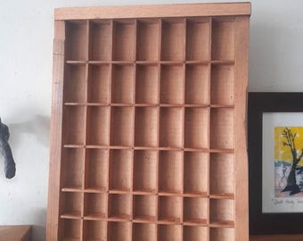 Vintage Letterpress Tray: Printers Drawer with 42 Compartments. Shadowbox, Ornament Display Display Box Wall Decor