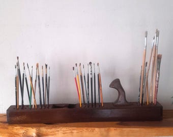 Paintbrush Holder Stand, 46 Brushes, Paint Brush Rack, Repurposed Tools, Present for Artist, Gift for Artist, Painters Gift, Brush Holder