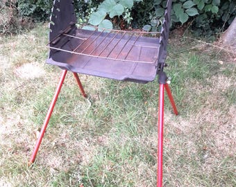 Vintage French Small Collapsible Barbecue. Portable BBQ with Removable Legs.