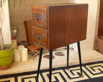 Sofa Table, Bedside Table, Quirky Home Decor. Upcycled Table with Storage.
