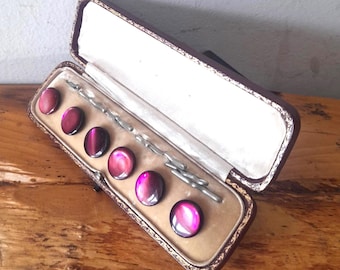 Antique Pink Mother of Pearl Toned Pearl Dress Shirt Studs or Waistcoat Buttons Set of 6. Grooms Gift, Tuxedo Studs,