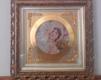 Ornate Gold Framed Antique Victorian Print "Love's Whispers" by Norman Prescott Davies. Victorian Aesthetic, Love Art, Romantic Art