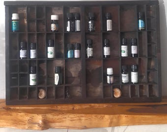 Aromatherapy Display Storage, Part Vintage Letterpress Drawer, 41 Bottle Spaces, Unusual Display Box, Ornament Display, Mudlarking
