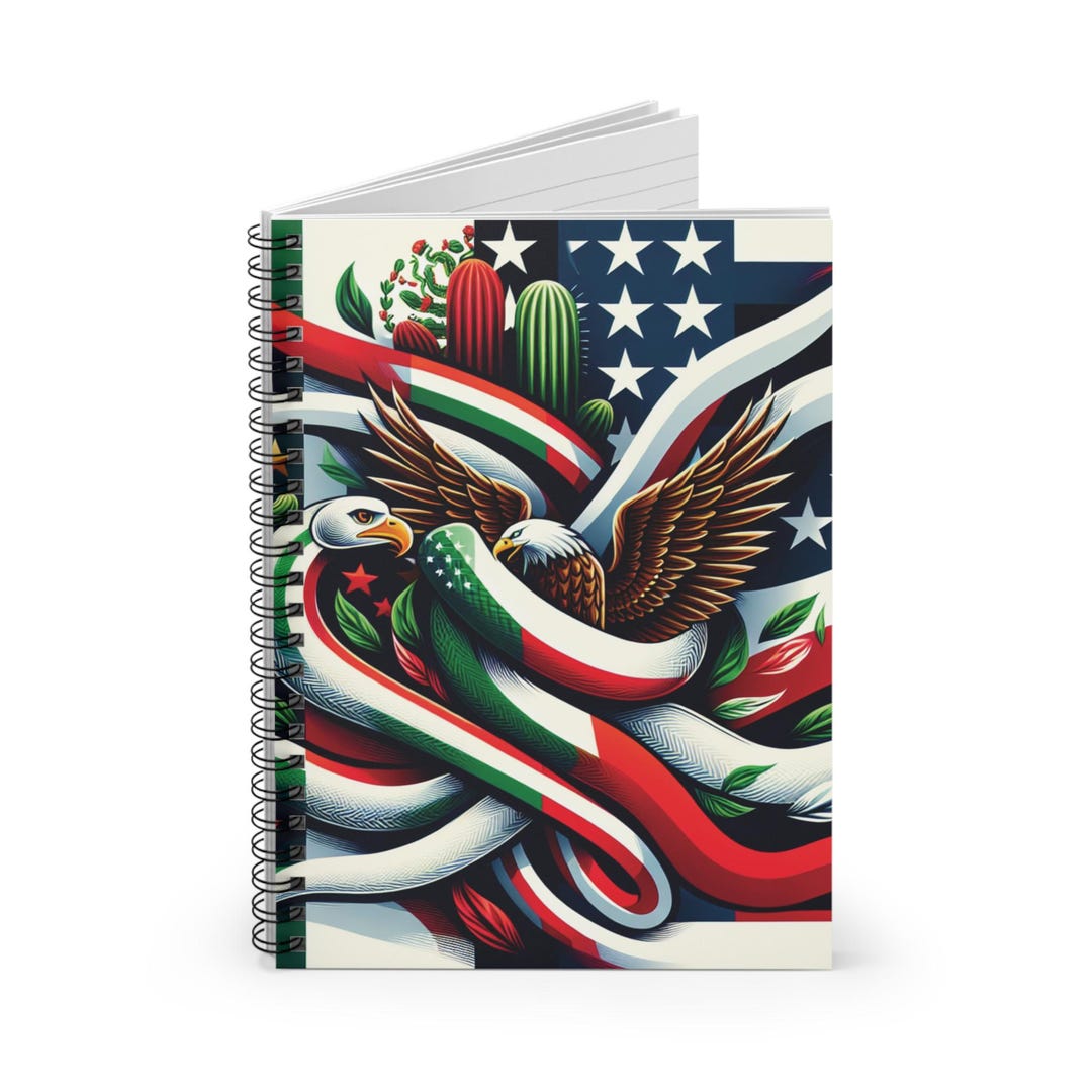 Mexican Notepad Mexican United States Flag Spiral Notebook - Ruled Line, Patriotic ...