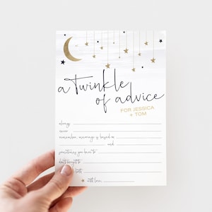 Bridal Shower Advice Card, Celestial Theme Wedding Shower, Bridal Shower Game, Baby Shower, Editable Template, 4x6  | CASSIOPEIA