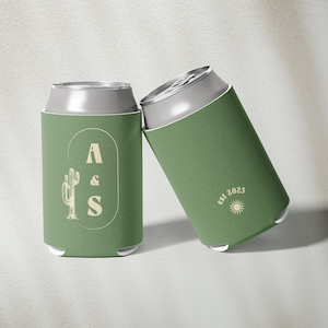 Custom Wedding Can Coolers, Country Wedding, Destination Wedding, Wedding Favors, Party Favor, Beer Holder, Cactus