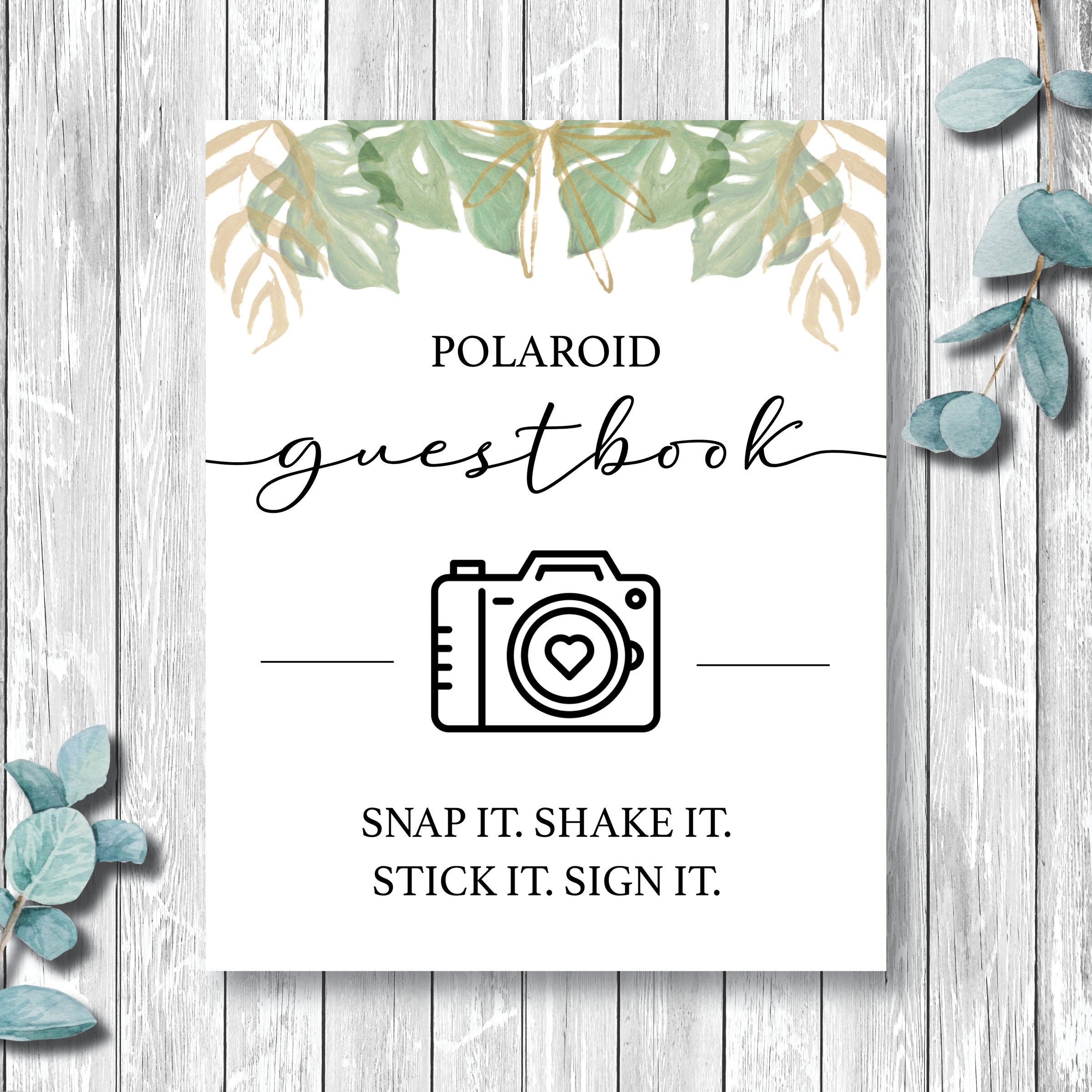 Printable Polaroid Guestbook Sign Tropical Polaroid | Etsy