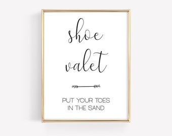 Shoe Valet Sign, Wedding Signage, Printable Sign, Instant Download, Wedding Decor, Beach Decor, 8x10