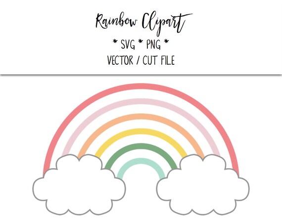 Download Pink Rainbow Svg Vector Cut File With Clouds And Png Clipart Etsy