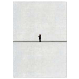 Graue Wandbilder Wohnzimmer, minimalistische Kunst Bilder, Moderne Poster Prints mit einzelnen Menschen Silhouetten - Isolation No. 4