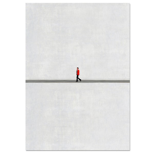 Artprint Poster Bild abstrakt minimalistisch mit ein Person in Grau Rot. Ästhetische zeitgenössische Kunstfotografie Print