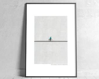 Minimalistisches Bild Poster Kunstdruck, moderne Wohnzimmer Wanddekoration in skandinavische Stil in Grau Blau