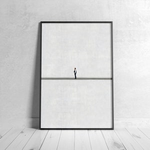 Art Print | Minimalistische Kunstdruck Poster mit grauem Hintergrund ästhetische zeitgenössische Kunst Fotografie druck mit einer Person