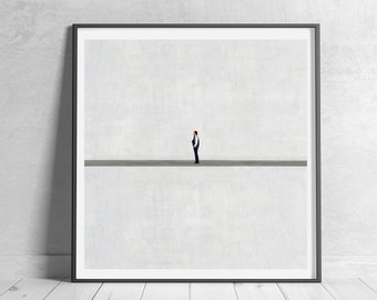 Poster 50x50cm Stilvolle Bild Wohnzimmer minimalistische Fotografie mit einer Person, Kunstdruck quadratisch Einzigartiges Geschenk