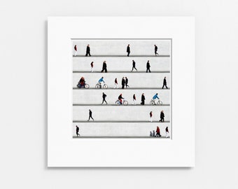 Poster für Wohnzimmer mit Passepartout 30x30 cm | Einzigartige quadratische Fotografie Kunstdruck in grau weiss für Wohnzimmer