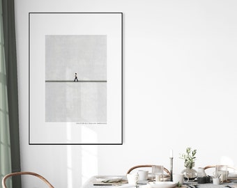 Modern Kunst schwarz weiss grau Poster minimalistisch fürs Wohnzimmer, Schlafzimmer, Büro oder Flur