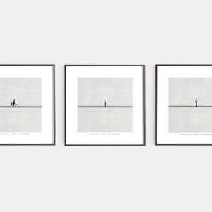 Abstrakte Poster 3er-Set quadratisch Bilder fürs Wohnzimmer grau weiß, moderne Kunst, minimalistische Kunstdruck Prints mit Menschen