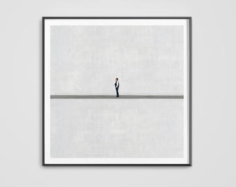 Neutral fine art print in grey | Minimalist art photography for the living room | Square, unframed photographic art