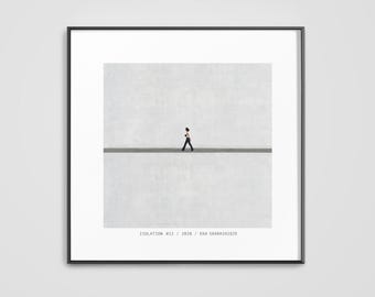 Minimalistische Kunst Poster quadratisch in Grau Beige Weiß | Fine Art Print modern | Kunstdruck 20x20, 30x30, 40x40 cm - ungerahmt