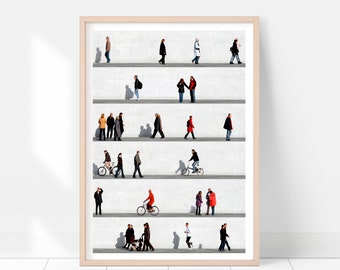 Wanddeko Poster minimalistisch Wohnzimmer mit kleinen Menschen Silhouetten, moderne Kunst Fotografie Plakat neutral in skandinavische Stil