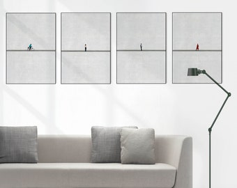 Wallart 4 Artprints minimalist gray aesthetic photography poster set for modern living room decor.