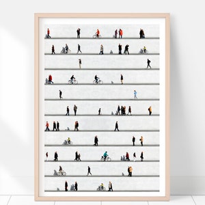 Bild Wohnzimmer minimalistisch mit Menschen in Grau weiß. Einzigartige zeitgenössische Fotografie Poster für Büro oder Flur Wall People Bild 1