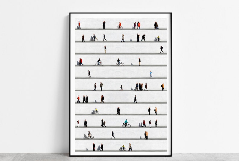 Bild Wohnzimmer minimalistisch mit Menschen in Grau weiß. Einzigartige zeitgenössische Fotografie Poster für Büro oder Flur Wall People Bild 4