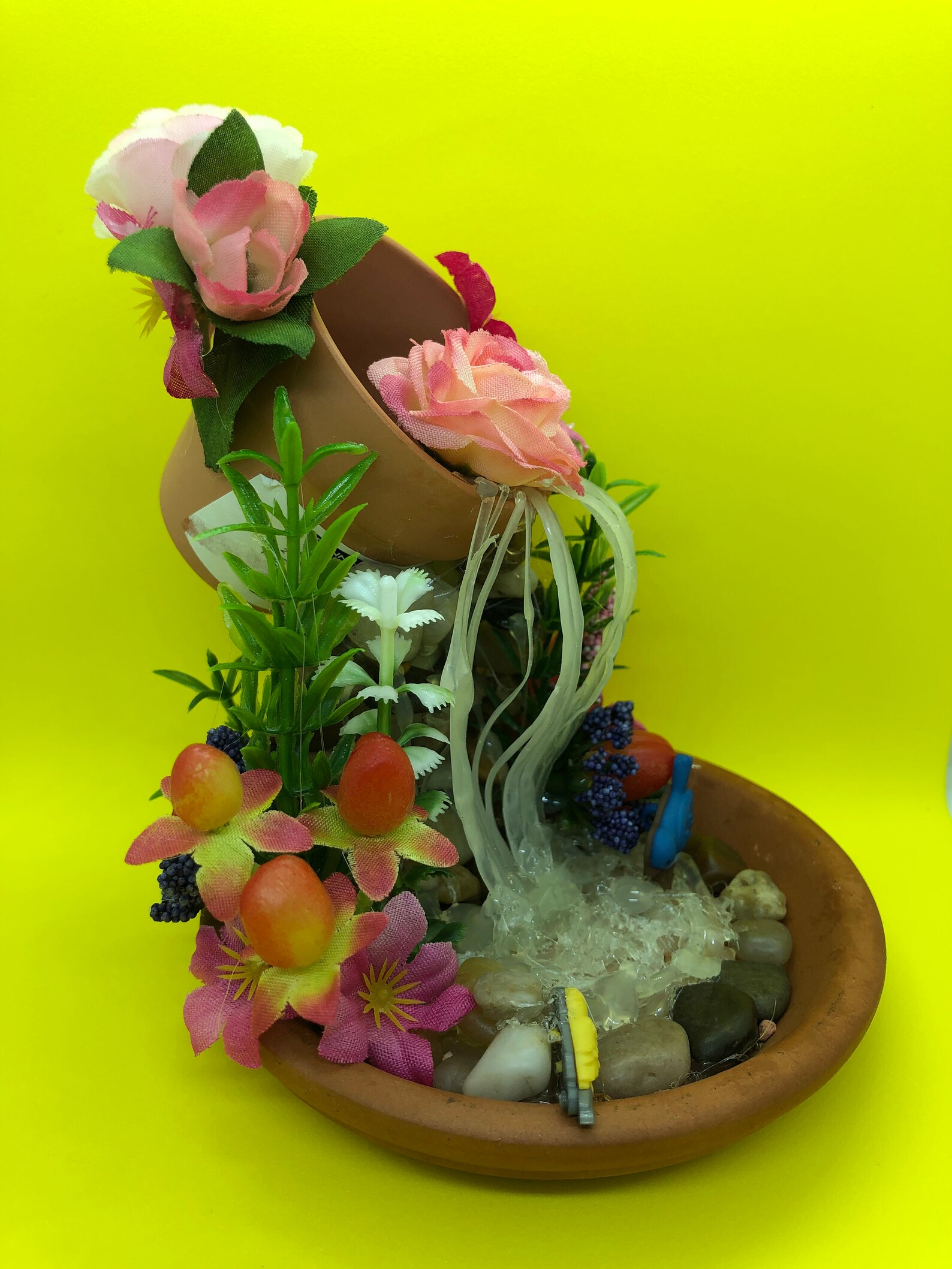 Cute Flower Pot Waterfall Decoration With Birds Water & Etsy UK