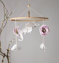 Dragon baby mobile for girls nursery | felt flowers mobile| baby shower gift. dragon flying in the clouds product logo