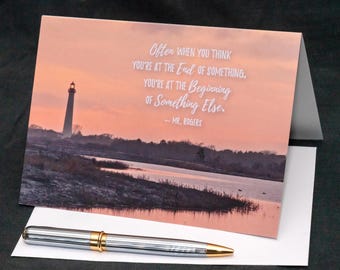 Lighthouse Sunset Card | Mr. Rogers Quote, Encouragement (5x7)