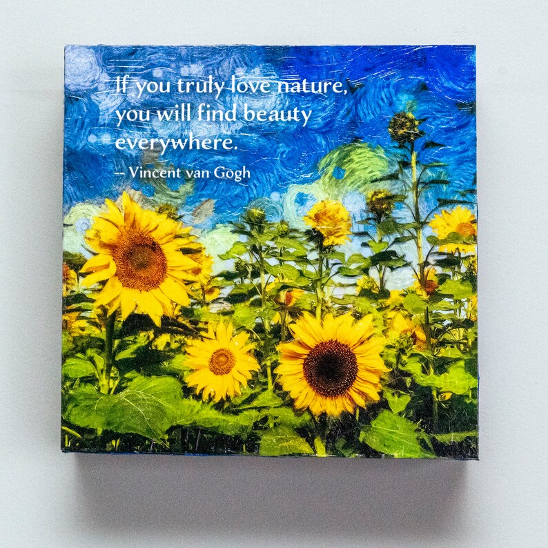 Quoteblock Vincent Van Gogh Quote With Sunflower Image Etsy